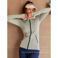 2019 JieJin Women Thick Thermal Seamless Elastic Compression Slimming Yoga Jacket with Hoodie